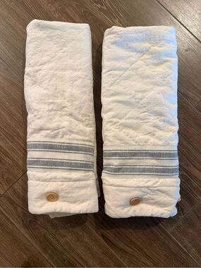 Grain Sack 21"x40” Pillow Shams-2 King Gray Stripe Quilted ButtonClosure Cotton